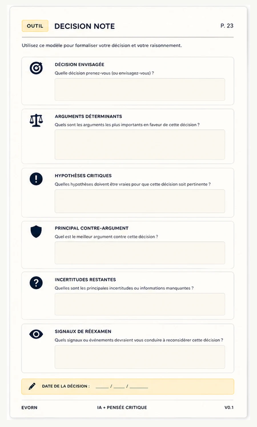 Modèle de Decision Note